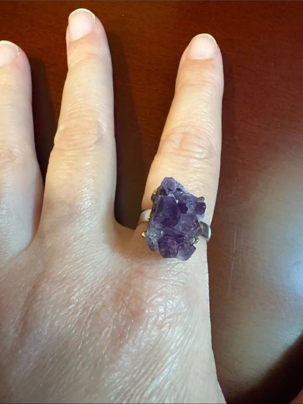 Gorgeous Amethyst Raw Crystal Statement Ring - Purple